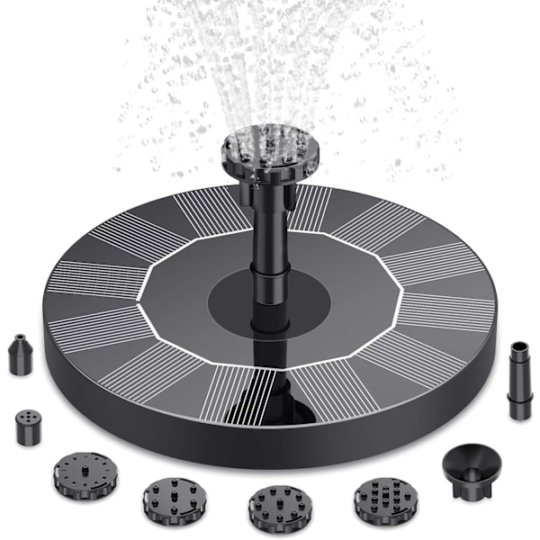 Solcellsdriven Fontänpump 1W, Flytande Solcellsdriven Fontänkit med 6 Munstycken