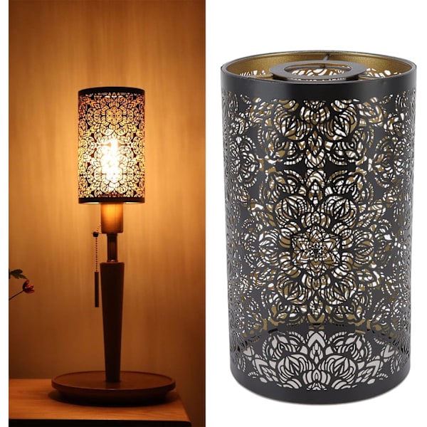 Svart lampskärm för bordslampor, trumljusskärm, ljuskrona lampskärm hängande ljus, skugga cylinder hängande lampskärm för E27 E26 glödlampor