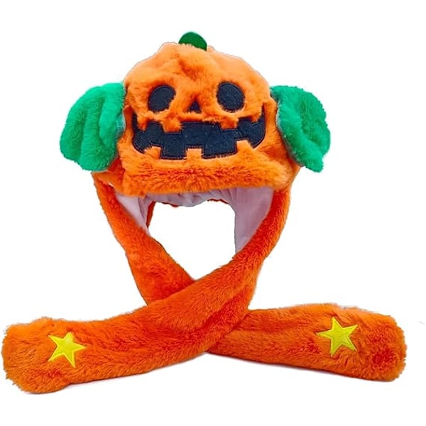 Halloween Pumpa Hatt Rolig Plysch Kanin Hatt Öra Flyttar Hoppande Kanin Kul Söt Djur Flik Mössa Rolig Prop Fancy för Cosplay Gotiska Fester