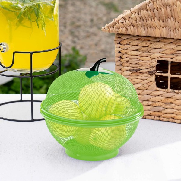 Fruktbolle Kurv Epleform Mesh med lokk Bordplate Grønnsaksholder Hold Kjæledyr og Insekter Ute Kjøkken , Avløpskurv (Grønn) Green