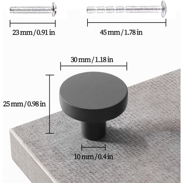 4 kpl pyöreät kaapin nupit 30mm pyöreät kaapin nupit pyöreät mattamustat kaapin nupit mattamustat laatikon nupit kiinnitysruuveilla (musta) Black
