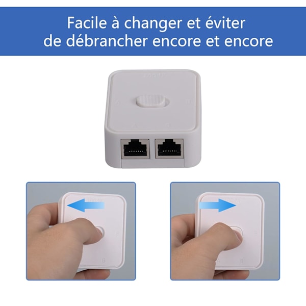 Nätverks-LAN-switch 2 portar, RJ45-nätverksnyckeltryckbrytare Splitter Selector Box, 100M 2 in 1 Out eller 1 in 2 Out, 2 portars nätverkshubb svart