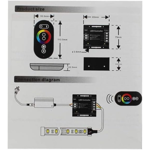 12V-24V RGB LED-berøringsdimmerbryter Dimmerbryter for LED-striper