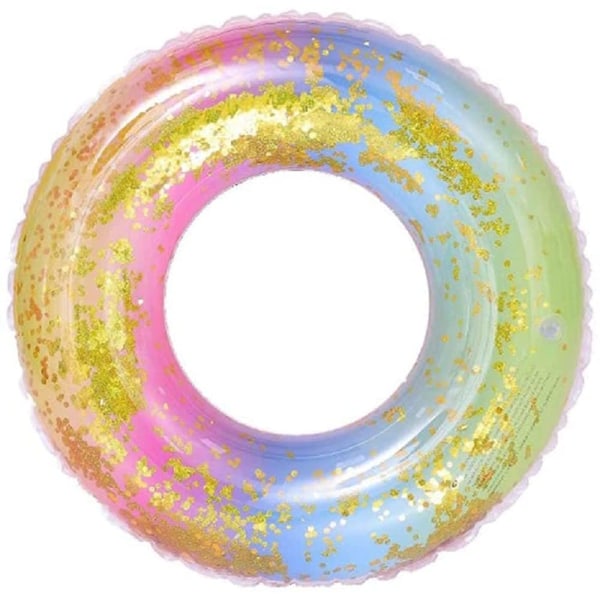 Gjennomsiktig flytende ring regnbuepaljetter svømmering, slitesterk oppblåsbare bassengflyter, svømmeringer for sommerbassengfest for voksne