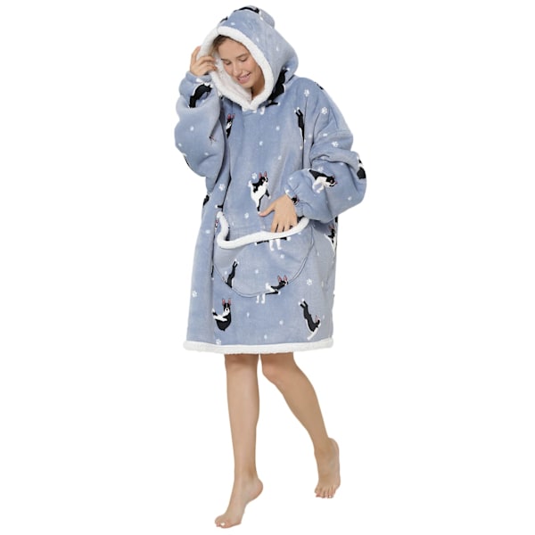 Oversized teppe-hettegenser - Sherpa fleece bærbart teppe for unisex voksne kvinner menn, fluffy gigantisk komfortabel hettegenser puppy