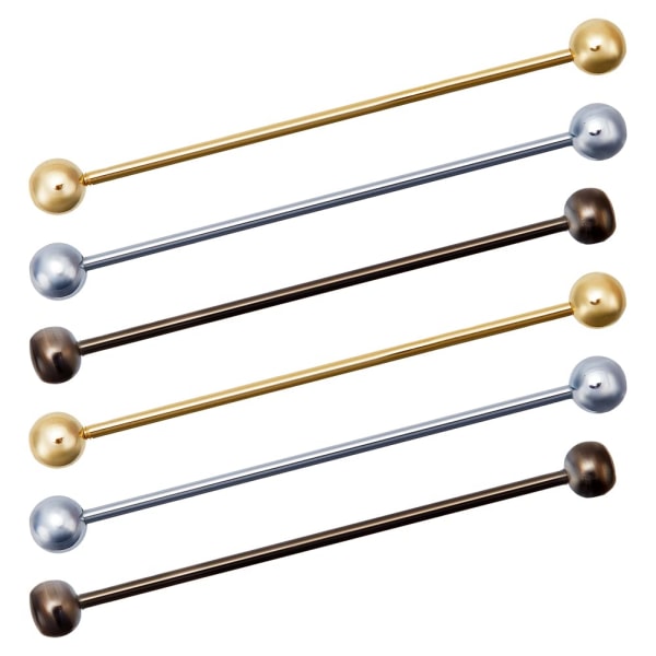 6PCS Mans Shirt Collar Bar Pin Clips Clasp Set Classic Ball Head Brass Shirt Collar Bar Tie Pins Set for Men Wedding Business (Gold Black Silver)