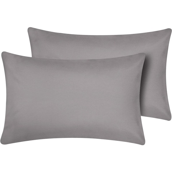 Kuddfodral 2-pack borstad mikrofiber – standardkuddfodral, blekbeständigt kuddfodral Cover Kuddfodral (50 x 75 cm， Grå) light gray