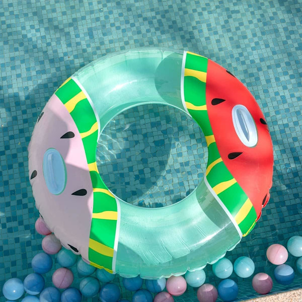 Luftmadrass Simring Uppblåsbar Simring Flytande Leksaker i Vattenmelonsform Sommar Simbassäng Strandleksak Poolparty Dekorationer