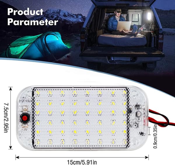12V 85V 48 LED-innerbelysning för bil, husbil, lastbil, båt och husvagn