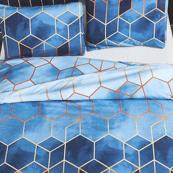 Överkassetset, 220x240 cm med 2 x örngott 65x65 cm, geometrisk boho-tryck mikrofiber sängkläder set, blå Blue 220*240cm