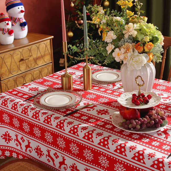 Juleduker Juleduker rektangulært vaskbart bordtrekk Flekkbestandig til jul Nyttårspynt 150*220cm Snowflake,150*220