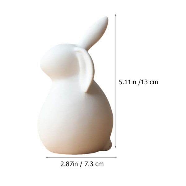 Vit keramik kaninstaty Keramisk kaninprydnad Keramiska djur Figurleksaker för skrivbordet Hemmakontor påskdag dekor