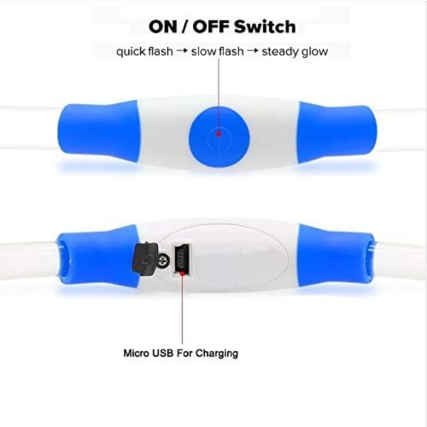 LED-hundhalsband, Glow Light-halsband för hundar, Ultra Bright USB -uppladdningsbart snitt för att passa alla storlekar - Ökad synlighet och säkerhet för dina husdjur (blå) Blue