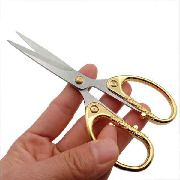 5 tommer rustfrit stålsaks til kontor, ultra skarpe blade, robuste skarpe sakse til kontor, hjem, skole, multifunktionssakse i guld