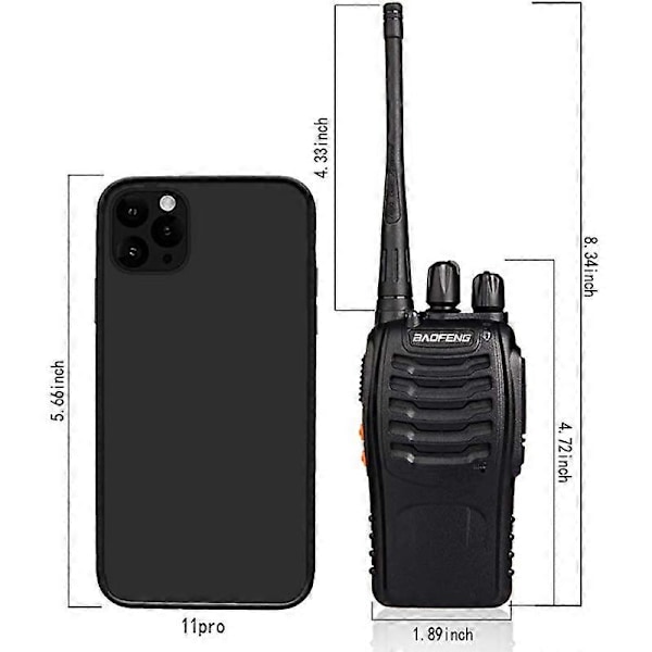 Genopladelige Walkie Talkies med Lang Rækkevidde, To-vejs Radioer med Ørestykker, 2-vejs Radioer UHF Håndholdt Transceiver Walky Talky
