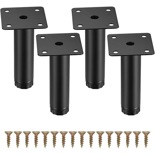 Huonekalujalat, 10 cm säädettävät huonekalujalat, metalliset kiinnitystuki jalat huonekaluille/pöydälle/keittiölle/sohvalle