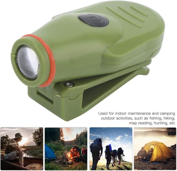 LED-hettelys utendørs miniklips på lys baseballhattlampe hodelykt klips på hattlys med klips for løping camping grønn