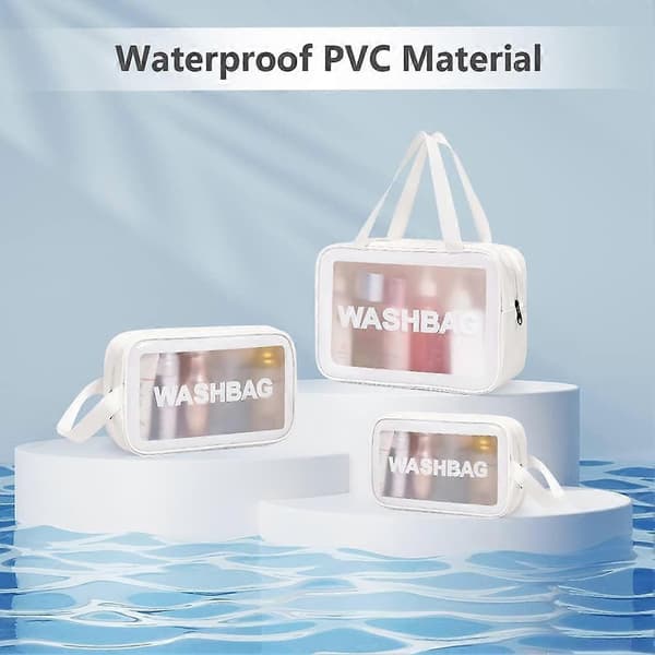 3-delars transparent necessärset, vattentät PVC-necessär