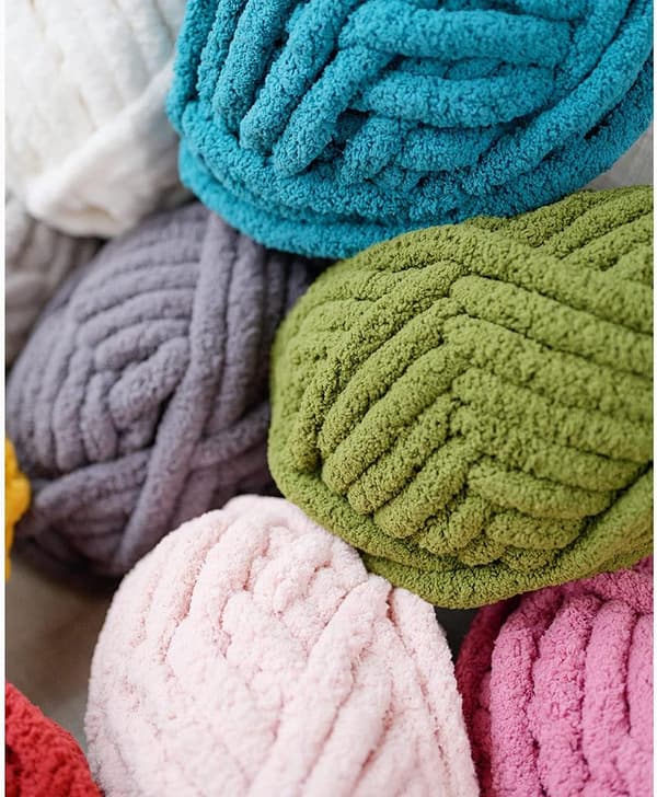 2 stk. Chunky Knit Chenille Garn til Håndstrikning af Tæpper, Superblødt Stort Jumbo Tæppe Garn (Mørkegrå)