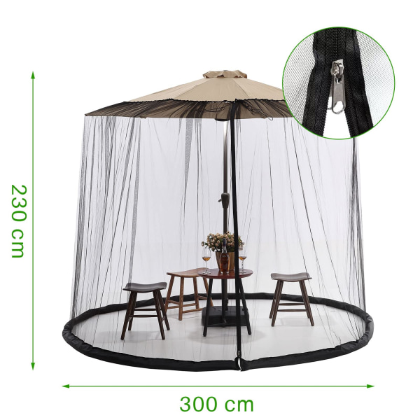Parasol Myggenet, Mesh Skærm til Patio Paraply Baldakin, 7FT-12FT til Udendørs Patio Paraply (300x230cm) 940CM