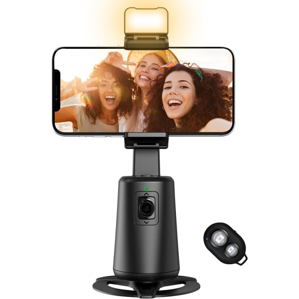 Gimbal-vakain älypuhelimille, automaattinen kasvojen seurantajalusta 360°:n kierto, ei sovellusta, Selfie Stick -puhelinjalusta, jossa on suurikapasiteettinen 10 tunnin akku