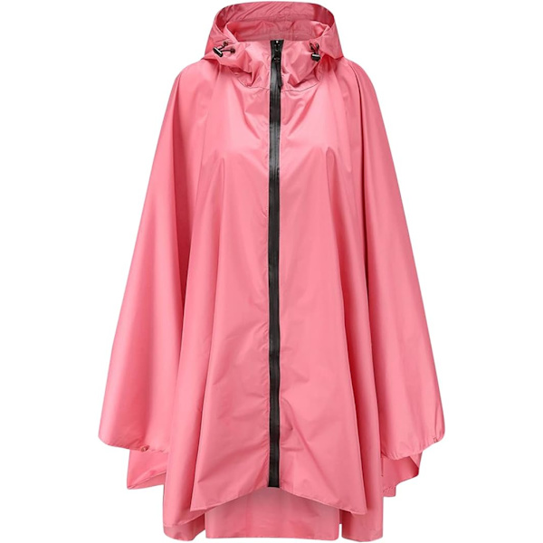 Regnjacka Dam Herr Regnponcho Regnrock Vattentät Lätt Regnkläder med Huva Regnkappa Jacka Regnponcho pink