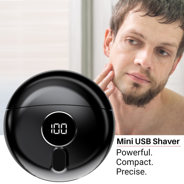 USB minibarbermaskin med LED-ladeindikator Lommestørrelse Vaskbar elektrisk barberhøvel for menn - Trådløs minibatteri for menn, reiseskjeggtrimmer-gave