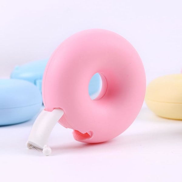 Tape Dispenser Mini Tape Cutter Donut Shape Tape Cutter Box Case Dispenser, Tapes Included for Arts, Home, School and Office Use Pack of 4