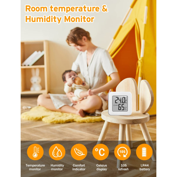 Mini LCD inomhus termometer hygrometer, bärbar hög precision digital temperatur fuktighet mätare, termo hygrometer indikator