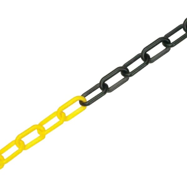 5m x 6mm Plastikkæde til Parkeringsbarriere, Havepynt, Assorterede Farver (Gul & Sort)