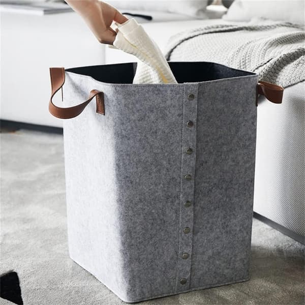 Filtopbevaringskurv med åbne knapper light gray