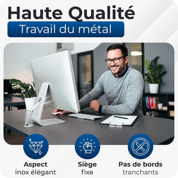 2 stycken skrivbordskabelgenomföringar i metall - Kabelhantering för skrivbord