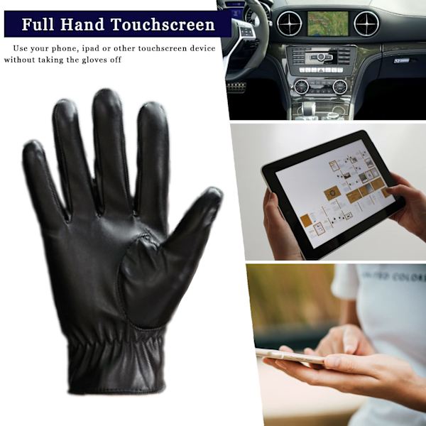 Herr vinter touchscreen läderhandskar, herr körhandskar, handskar, anti-kalla svarta läderhandskar