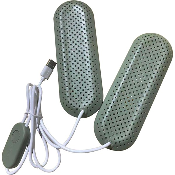 Bärbar USB-skodrykare med timer, deodorering, skotork, skovärmare, vinterstövlar, torkvärme, hem, grön