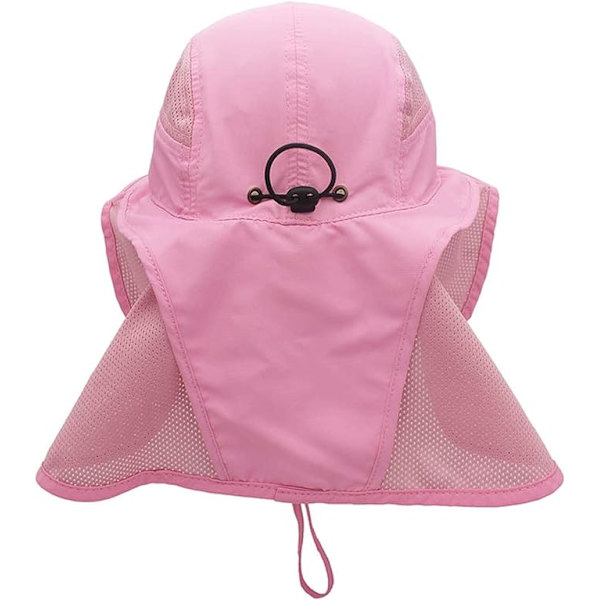 Solhatt Menn Kvinner UPF 50+ Utendørs UV Sommer Cap med Nakkebeskyttelse Fotturer Fiskehatt Strand Foldbar Safari Bush Hatter Mesh Hat pink