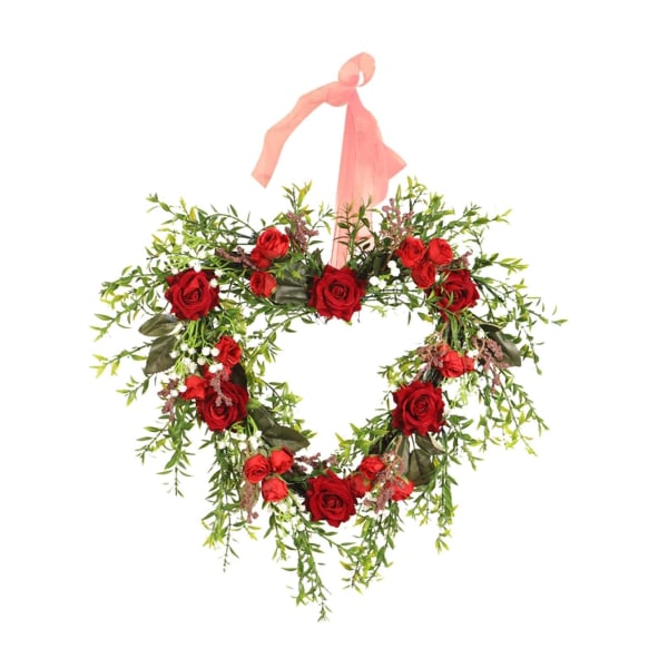 Tekokukkaseppele – Romanttinen ruususeppele -koristelu ystävänpäivähäihin ja kevätjuhliin – Tyylikäs oviripustus ja koriste-koko 40cm