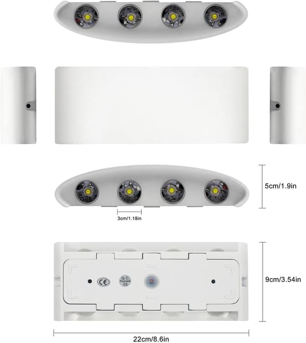 8W LED-vägglampa varmvit 3000k aluminium modern för vardagsrum sovrum korridor trapphus (kallvit-8w)
