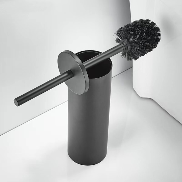 Toalettbørste i rustfritt stål - toalettbørste med sprutbeskyttelse og holder, perfekt for toaletter - veggmonterbar