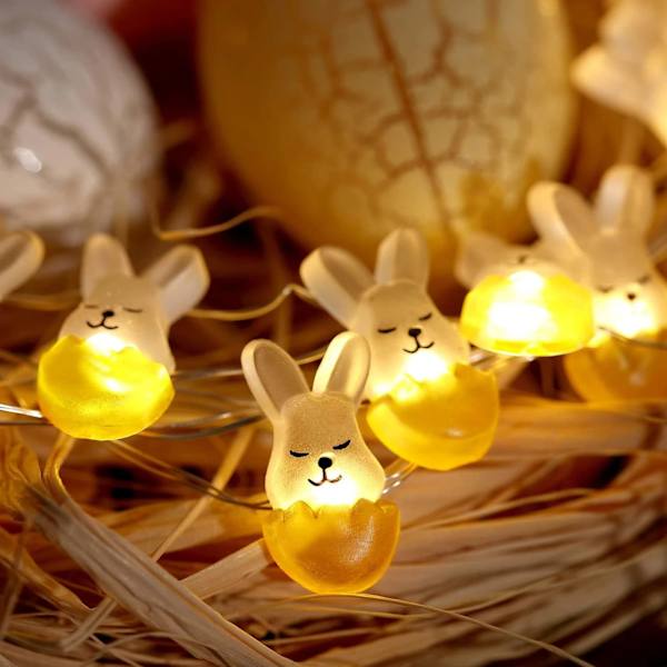 Påskdekoration ljusslinga 10ft 30 LED kaninformade påsk koppartråds ljusslinga batteridriven påskägg ljusslinga