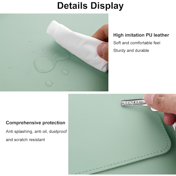 PU Læder Laptop Sleeve til MacBook Air 15 tommer A2941 M2 Chip, Indvendig Blød Plys Fortykket Polstret Bærbar Rejse Notebook Taske Etui (Grøn)