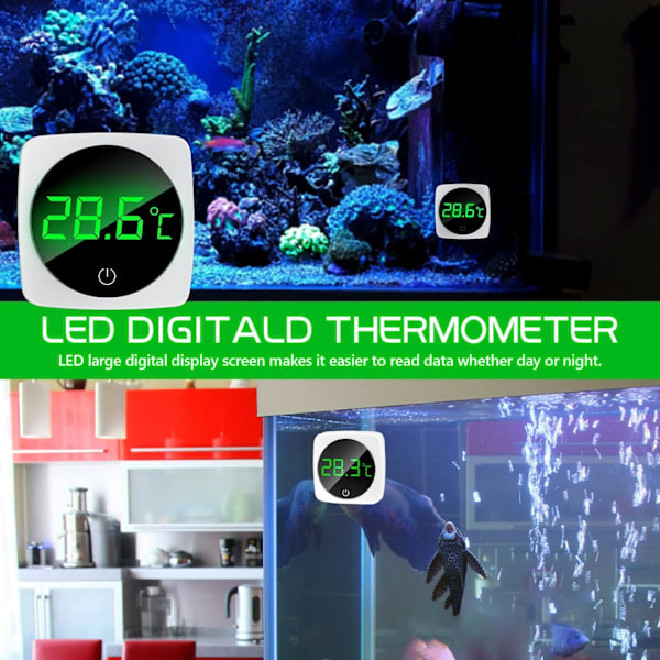 Akvarie Termometer, Pekskärm, Noggrann Temperatursensor för Akvarium, Vatten Termometer