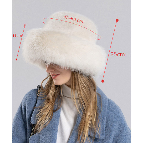 Pels vinterhat til kvinder, imiteret pels vinterhat, fashion tyk tyk fiskerhat white