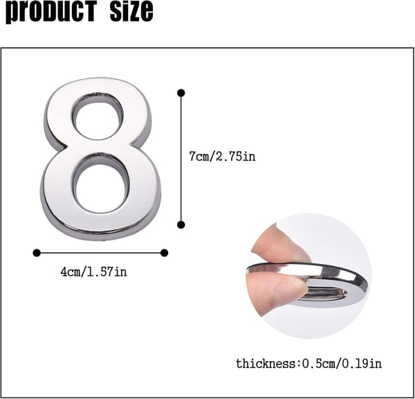 Talon numerotarrat postilaatikkoon, oven numerot 0-9, asunnon numerot, 7cm