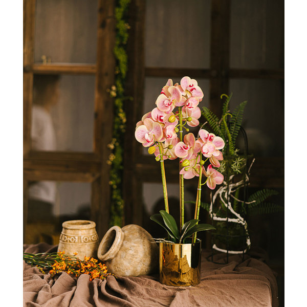 Konstgjorda blommor, konstgjorda växter, Bonsai 4 grenar Simulering Phalaenopsis Blomsterarrangemang Dekoration för vardagsrum/kontor/sovrum