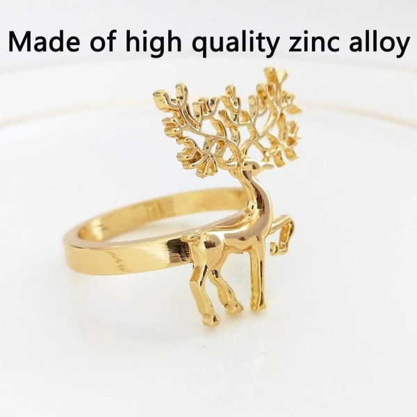 12Pcs Christmas Napkin Rings, Alloy Reindeer Napkin Holders Elk Napkin Rings for Xmas Winter Holiday Party Dinner Table Decoration (Gold)