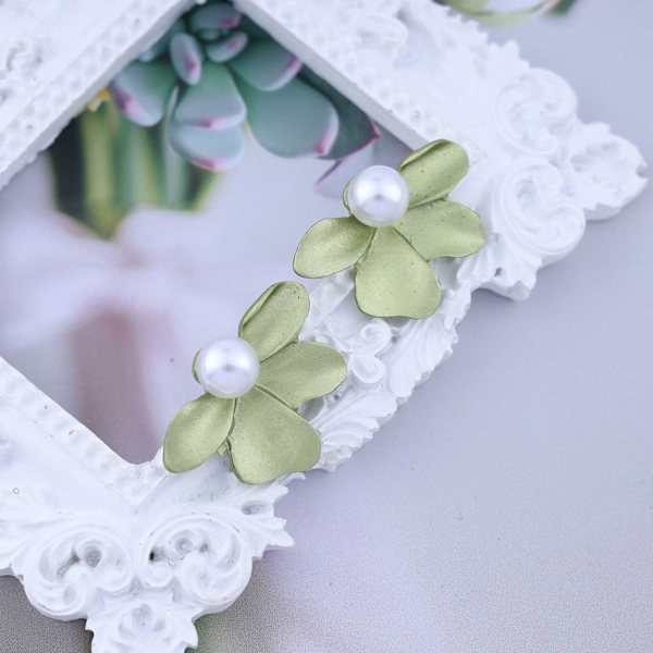 Bohemiska pärlblomörhängen Gröna emaljblomsterbladörhängen Akrylblomknoppörhängen Blomsterbladspärlörhängen Smycken(Grön)