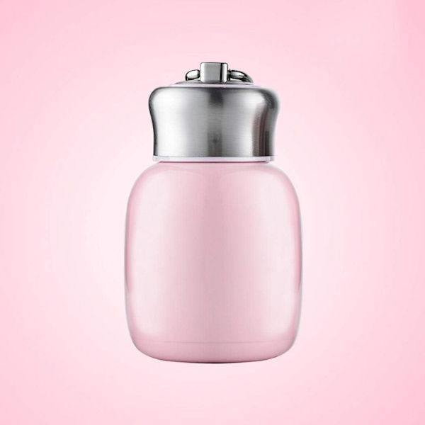 Sød termokande, rustfrit stål kaffekrus, lækagesikker dobbeltvægget vakuum varm kold vandflaske mini 200ml (Pink) Pink