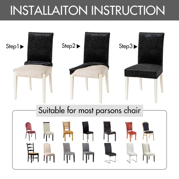 Stolsöverdrag set med 4 elastiska stolsöverdrag gungstolsöverdrag för stolar svart, sammetsstolsöverdrag för kontorsstolsöverdrag cover