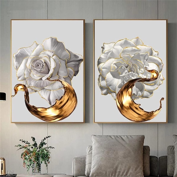 Moderne minimalistisk blomstervægkunstplakatsæt med 3 kunstværker Lærredsmaleribilleder Billeder Indretning til hjemmet til stuen Æstetisk indretning til soveværelset Uindrammet 30*40cm