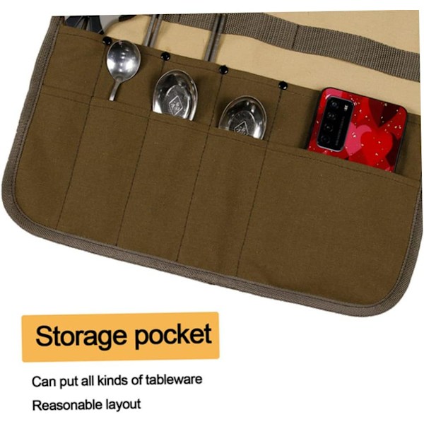 Camping Bestik Opbevaringspose BBQ Bestik Opbevaringspose Picnic Organizer Kogegrej Værktøjspose Udendørs Rejser